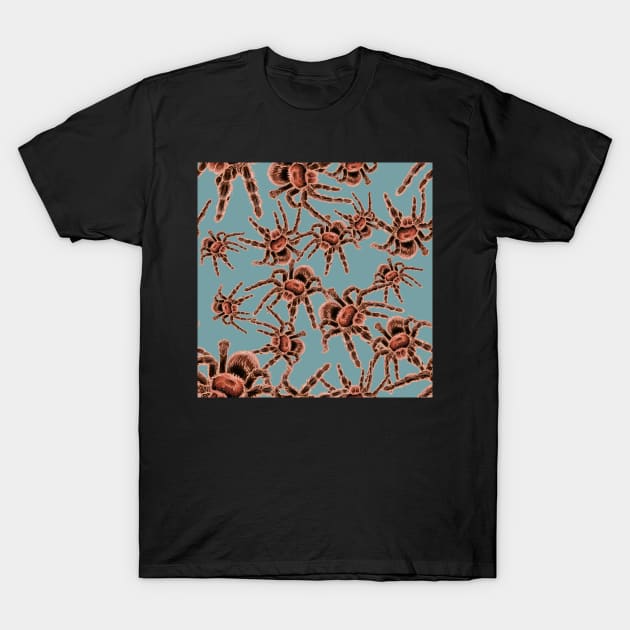 Chilean Rose Hair Tarantula All Over Print (Blue Background) T-Shirt by RJKpoyp